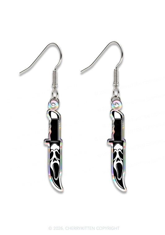 Halloween Skeleton Knife Y2K Acrylic Earrings Cherrykitten