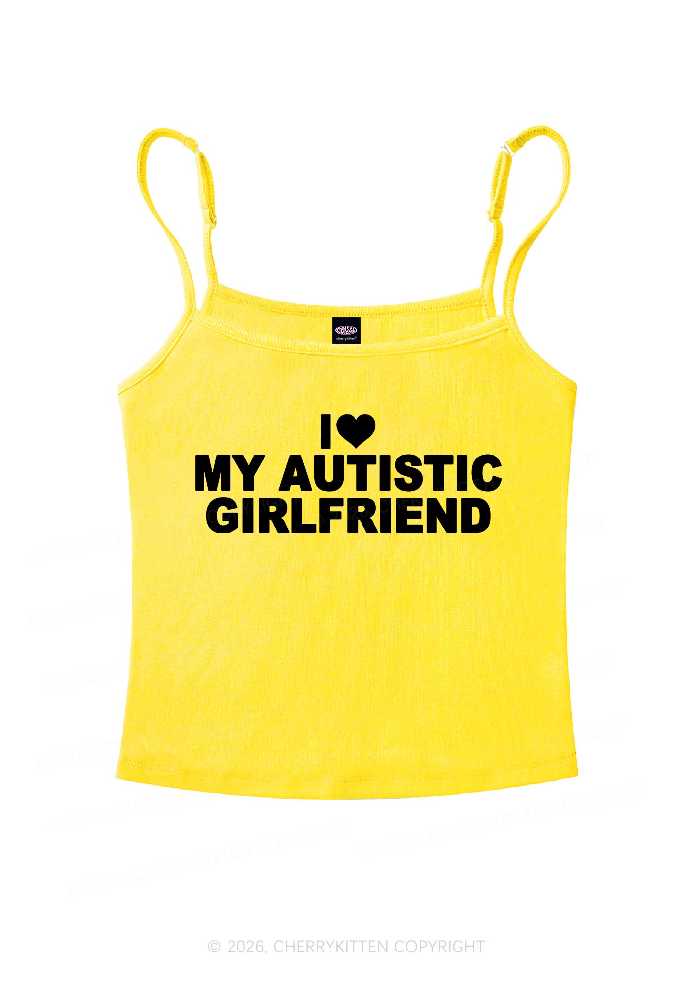 I Love My Autistic GF Valentine's Day Y2K Spaghetti Strap Cami Cherrykitten