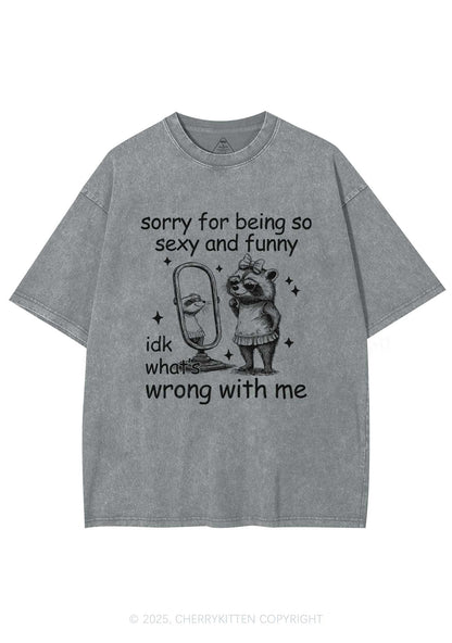 So Funny Raccoon Y2K Shirts Washed Tee Cherrykitten