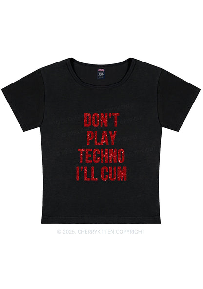 Glitter Dont Play Techno Y2K Baby Tee Cherrykitten
