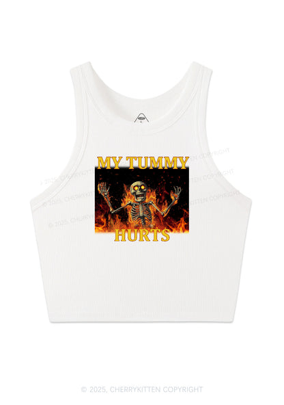 Skeleton Tummy Hurts Y2K Crop Tank Top Cherrykitten