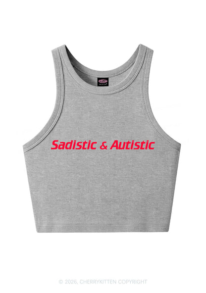 Sadistic Autistic Y2K Crop Tank Top Cherrykitten