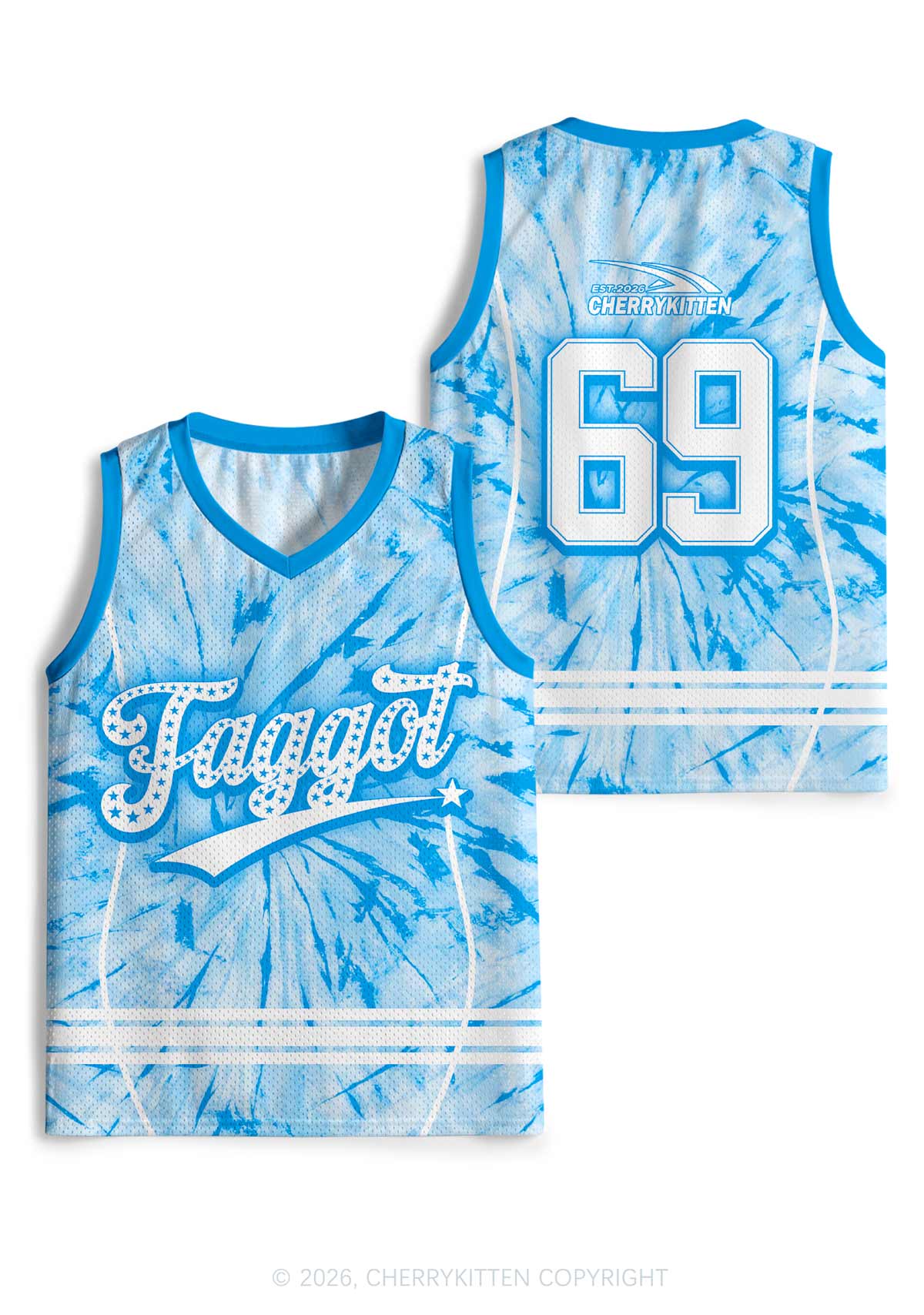 Blue Tie Dye Faggot Pride Y2K Sport Jersey Tank Cherrykitten