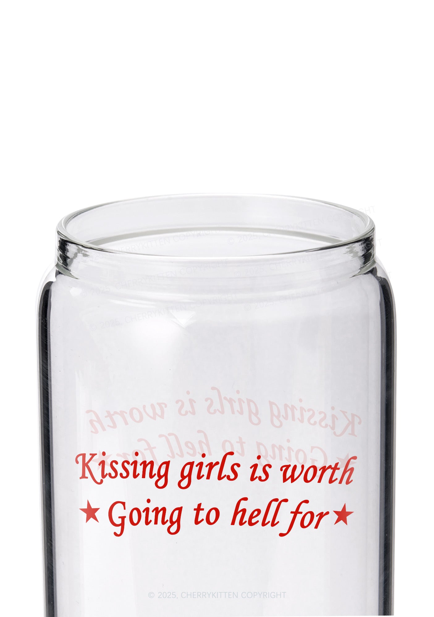 Kissing Girls is Worth Pride Y2K Printed Glass Cup Cherrykitten