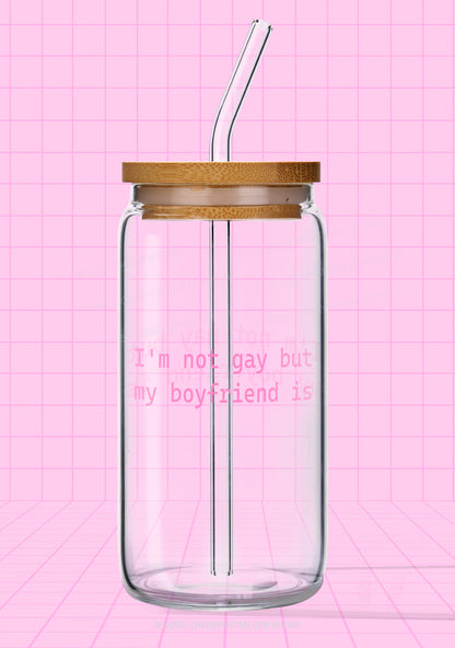 My Boyfriend Is Gay Pride Y2K Printed Glass Cup Cherrykitten