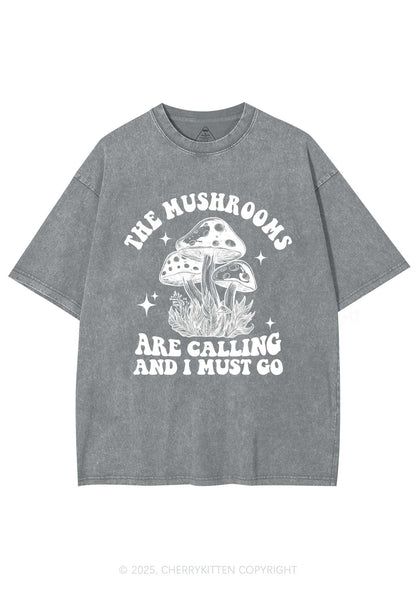 The Mushrooms Are Calling Y2K Shirts Washed Tee Cherrykitten