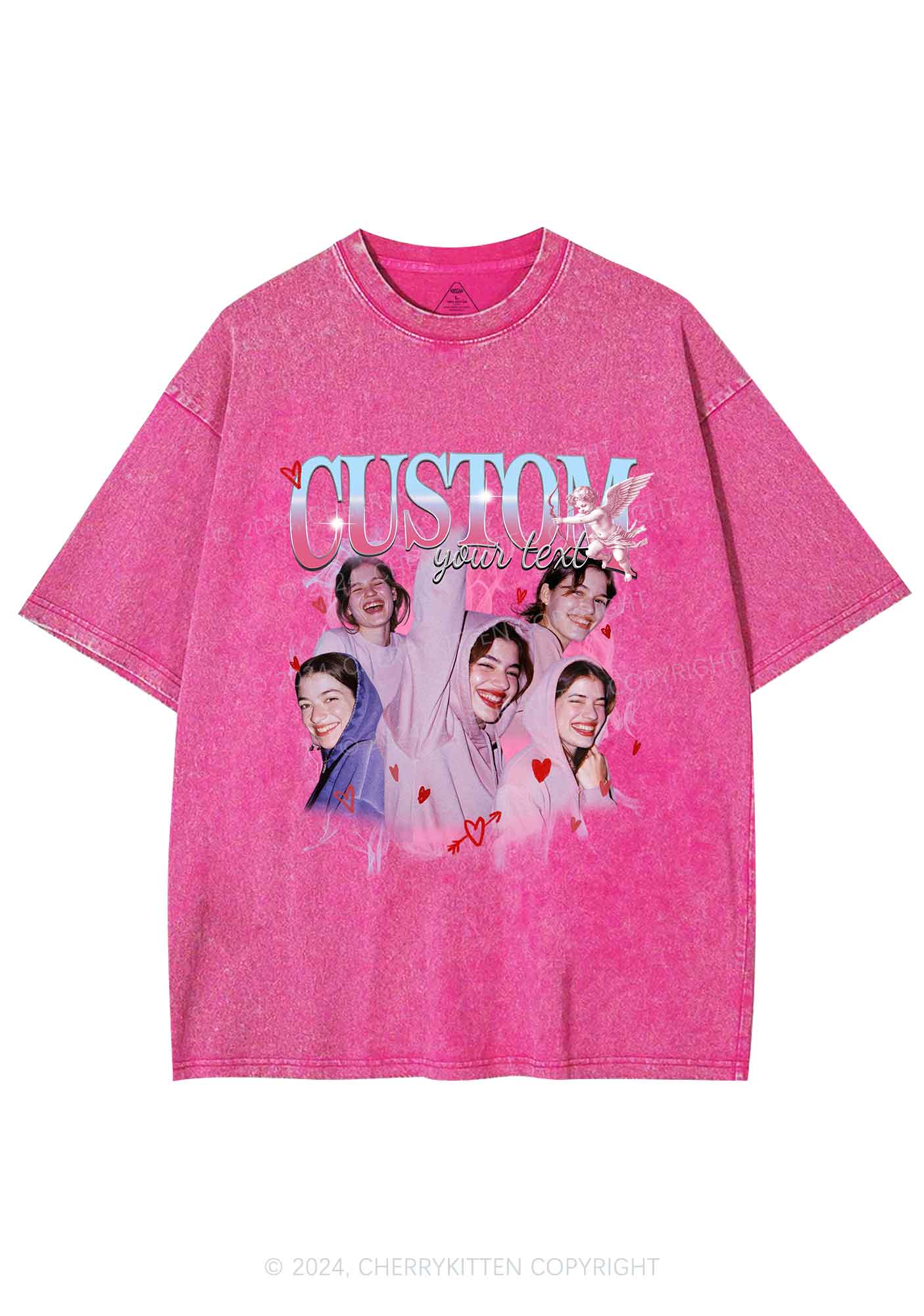 Cupid Custom Portrait Y2K Valentine's Day Washed Tee Cherrykitten