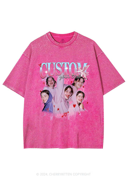 Cupid Custom Portrait Y2K Valentine's Day Washed Tee Cherrykitten