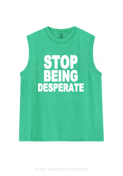 Stop Being Desperate Y2K Washed Muscle Tank Cherrykitten
