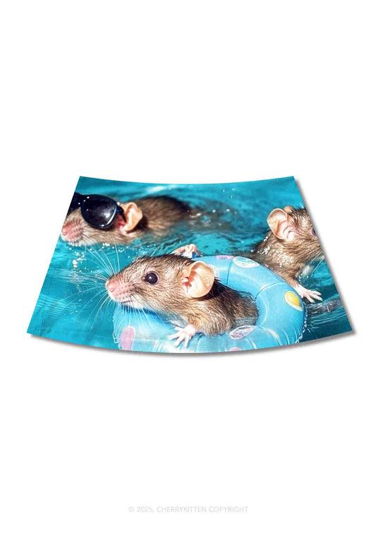 Pool Rats Y2K Print Mini Skirt Cherrykitten