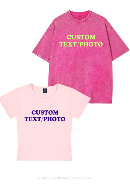 Custom Text Y2K Valentine's Day Couple Shirt Cherrykitten