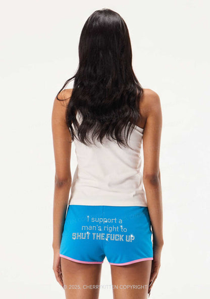 Rhinestone I Support A Mans Right Y2K Booty Shorts Cherrykitten