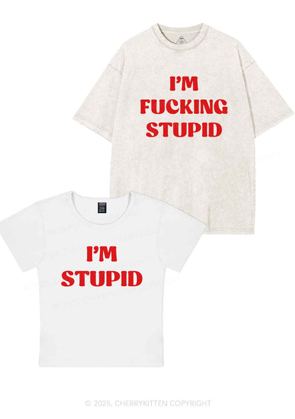 Im Fxxking Stupid Y2K Valentine's Day Couple Shirt Cherrykitten
