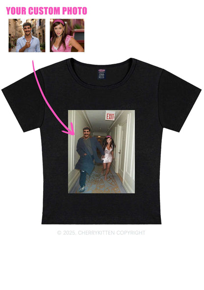 Custom Famous Hallway Photo Y2K Baby Tee Cherrykitten
