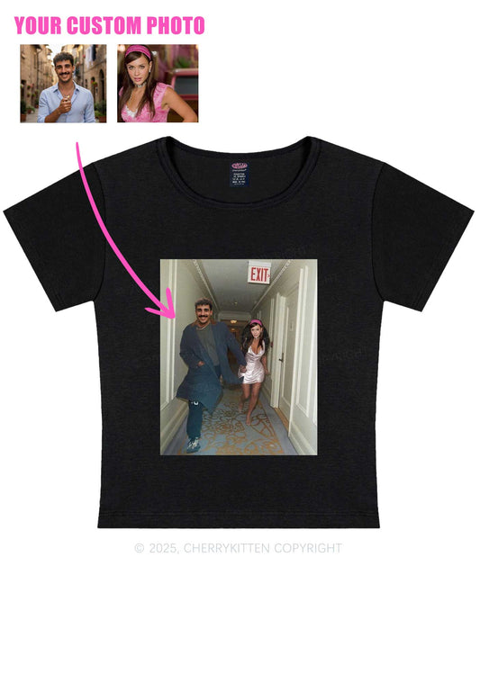 Custom Famous Hallway Photo Y2K Baby Tee Cherrykitten
