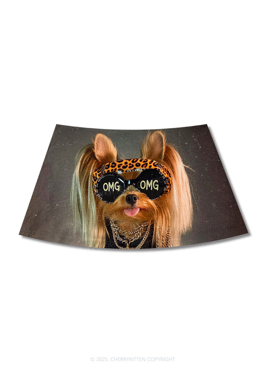 OMG Doggy Y2K Print Mini Skirt Cherrykitten
