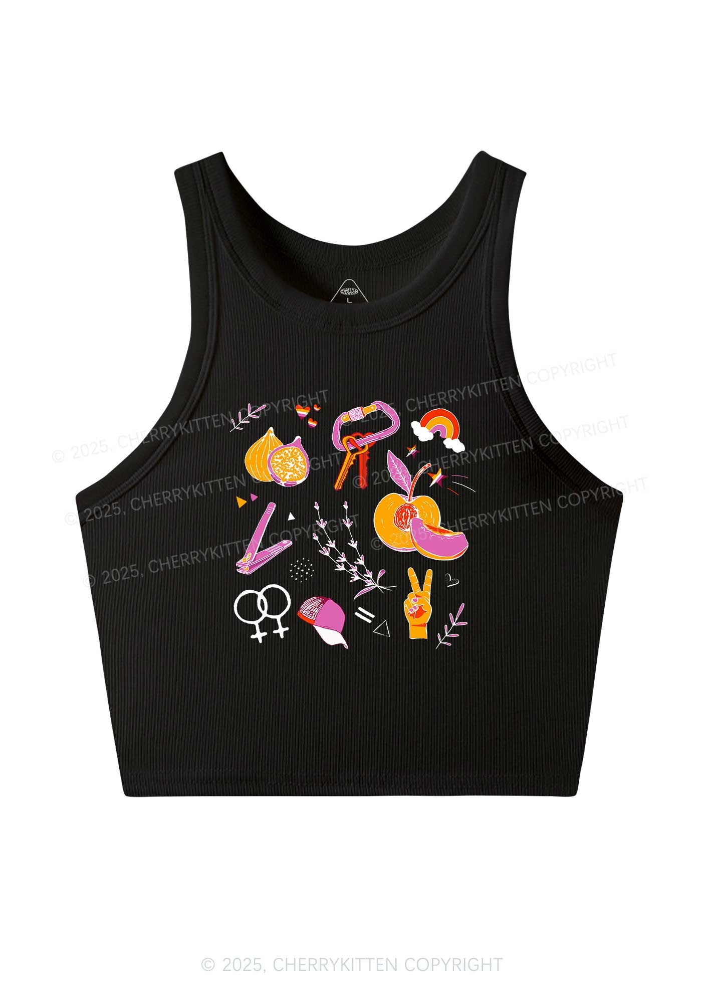 Lesbian Symbols Y2K Crop Tank Top Cherrykitten