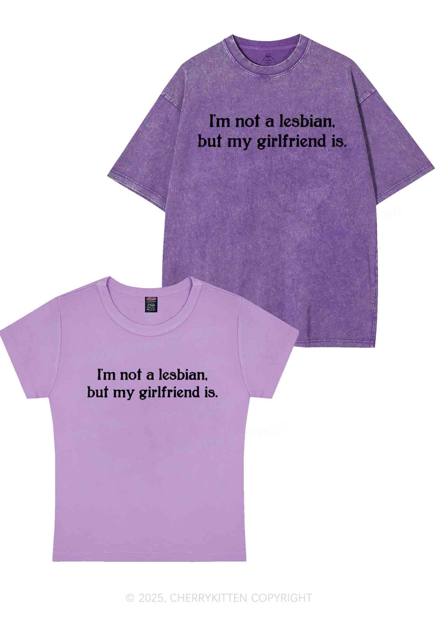 My GF Is Lesbian Y2K Valentine's Day Couple Shirt Cherrykitten