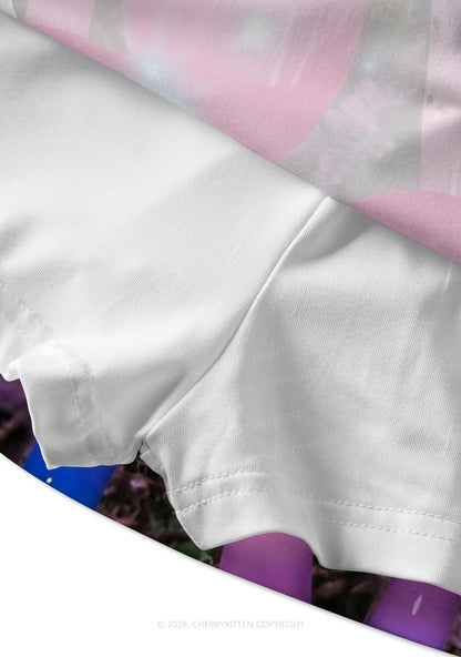 Bisexual Glowing Mushroom Pride Y2K Print Mini Skirt Cherrykitten