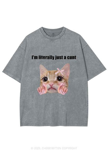 Im Literally Cxxt Y2K Shirts Washed Tee Cherrykitten