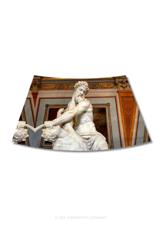 Statue Showdown Y2K Print Mini Skirt Cherrykitten