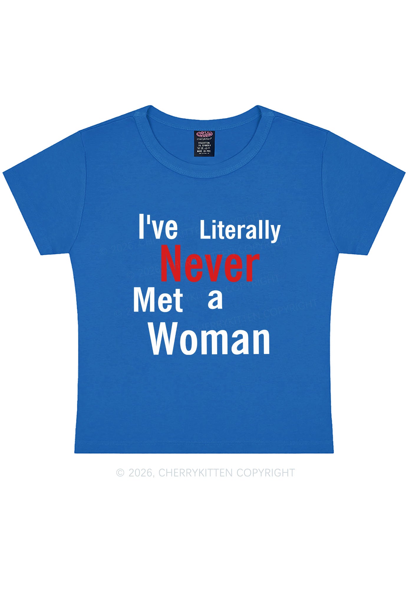 Never Met A Woman Pride Y2K Baby Tee Cherrykitten