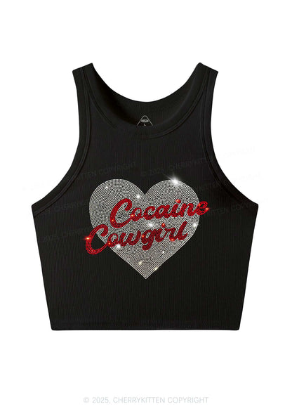 Rhinestone Cola Cowgirl Y2K Crop Tank Top Cherrykitten