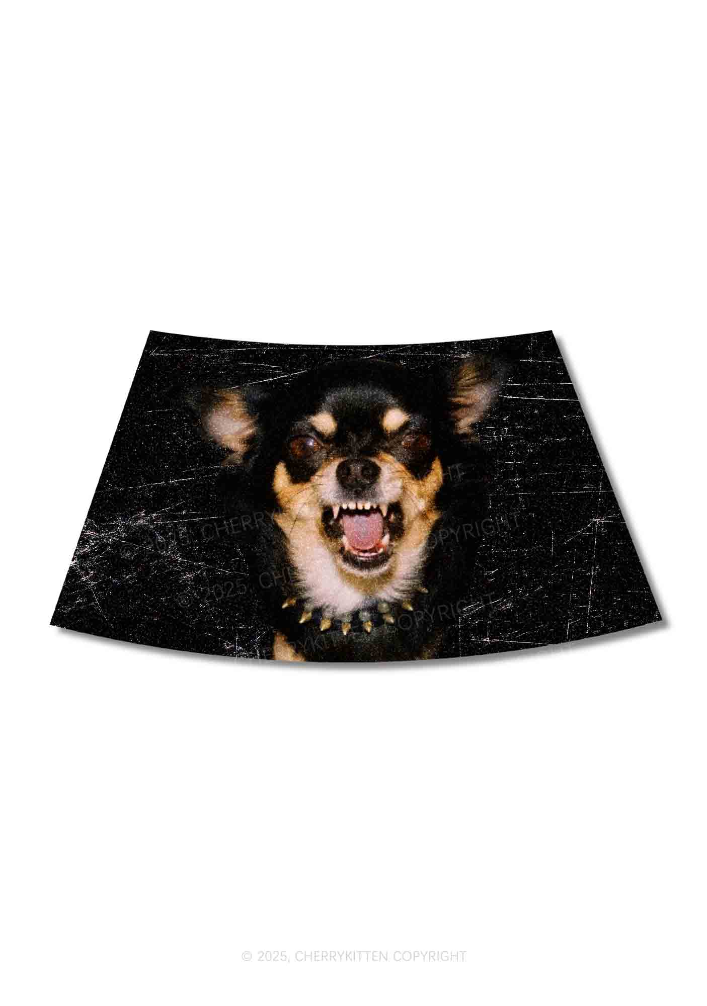 Growling Puppy Y2K Print Mini Skirt Cherrykitten