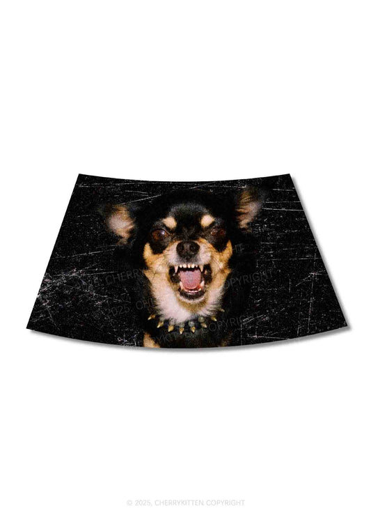 Growling Puppy Y2K Print Mini Skirt Cherrykitten