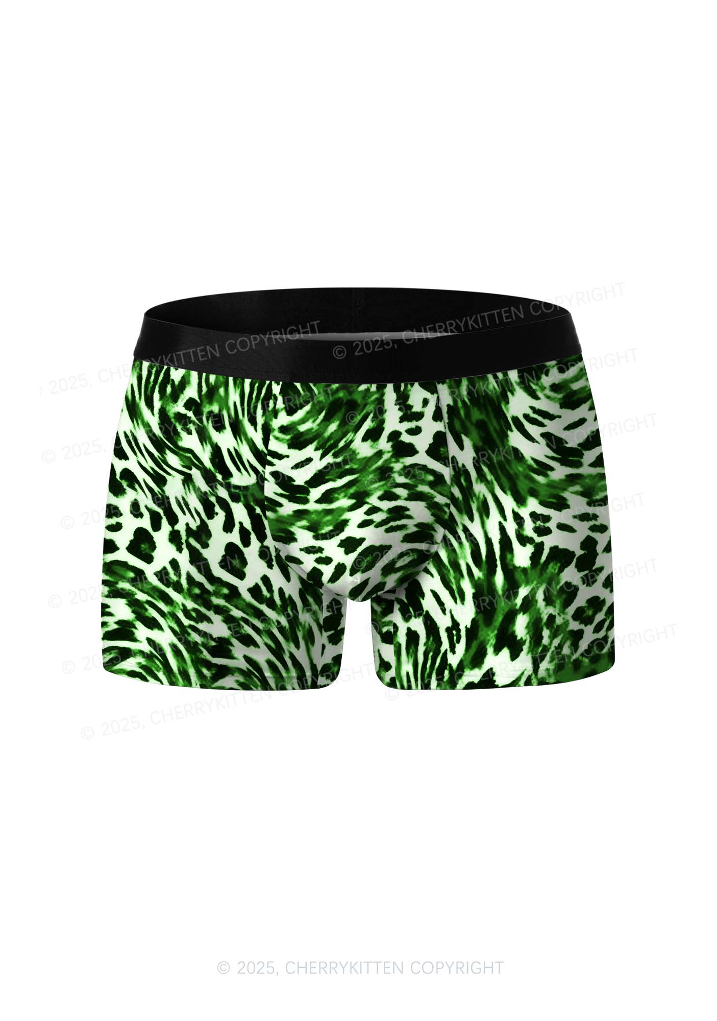 Retro Green Leopard St Patricks Y2K Print Men Boxer Briefs Cherrykitten