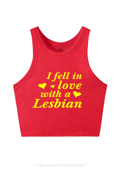 I Fell In Love With Lesbian Pride Y2K Crop Tank Top Cherrykitten