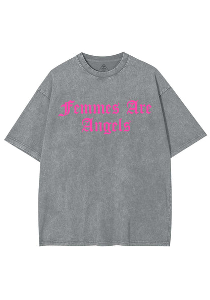 Femmes Are Angels Y2K Shirts Washed Tee Cherrykitten