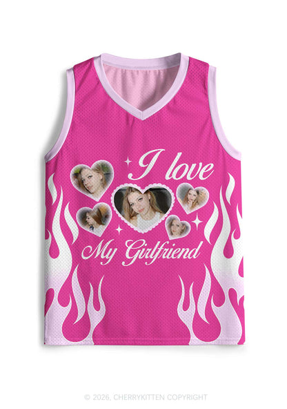 Hot Pink Custom GF BF Photo Y2K Sport Jersey Tank Cherrykitten