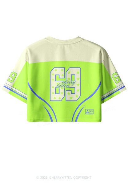 Neon Green I Let Femmes Top Me Pride Y2K Crop Sport Jersey Shirts Cherrykitten