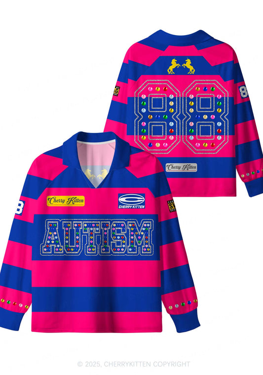Pink Autism Y2K Sport Long Sleeve Jersey Shirts Cherrykitten