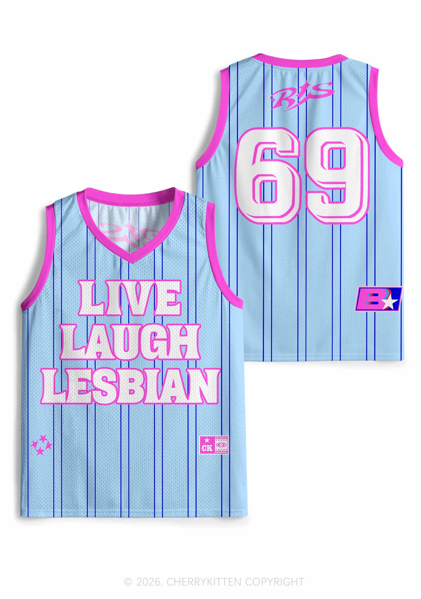 Blue Live Laugh Lesbian Pride Y2K Sport Jersey Tank Cherrykitten