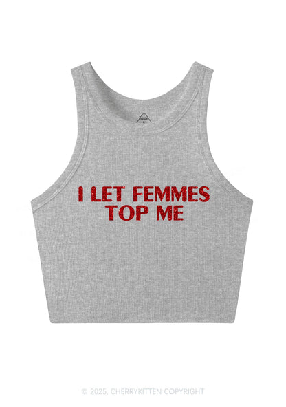 Glitter I Let Femmes Top Me Pride Y2K Crop Tank Top Cherrykitten