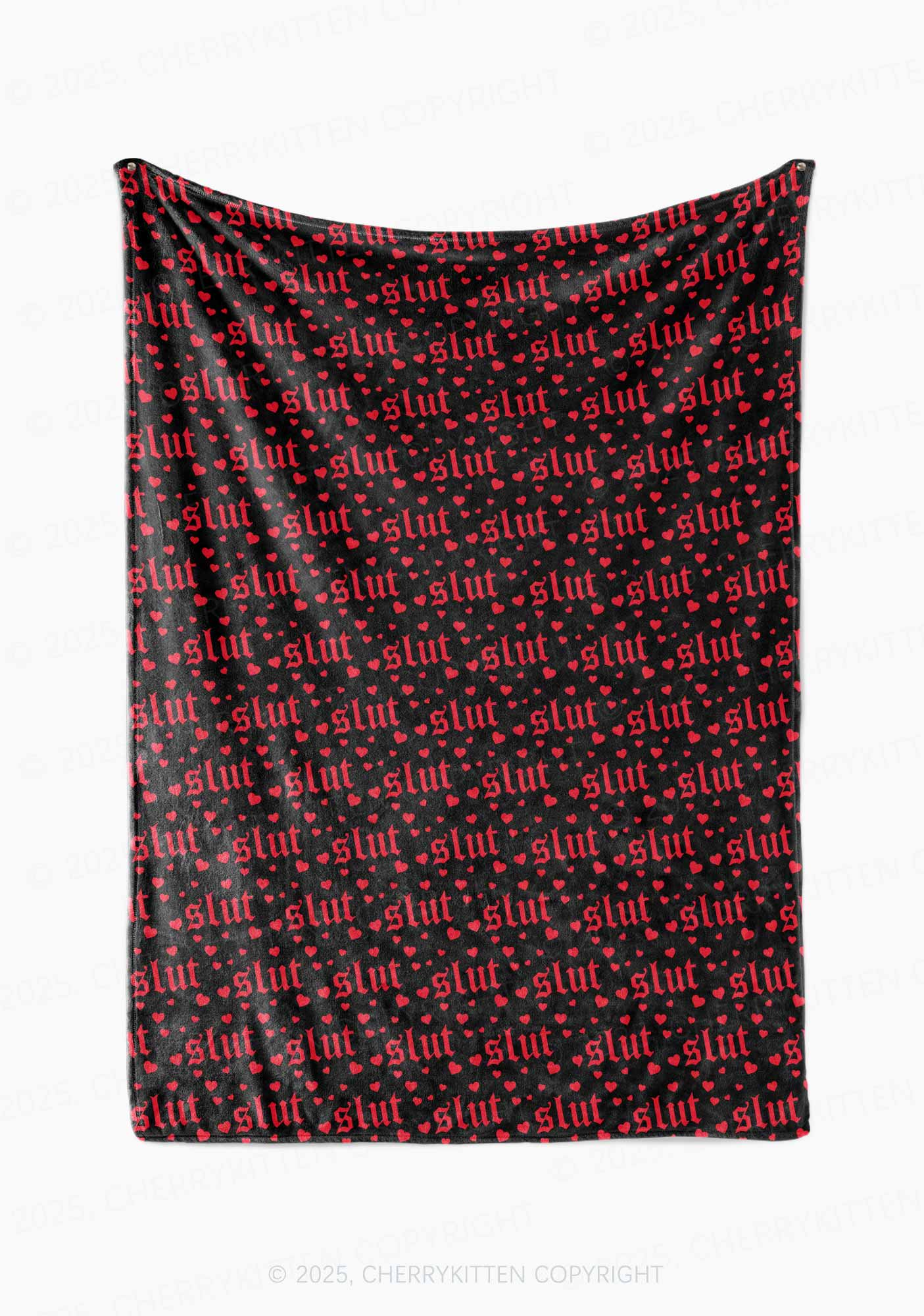 Black Slxt Valentine's Day Y2K Plush Blanket Cherrykitten