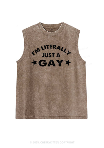 Literally Just A Gay Pride Y2K Washed Muscle Tank Cherrykitten
