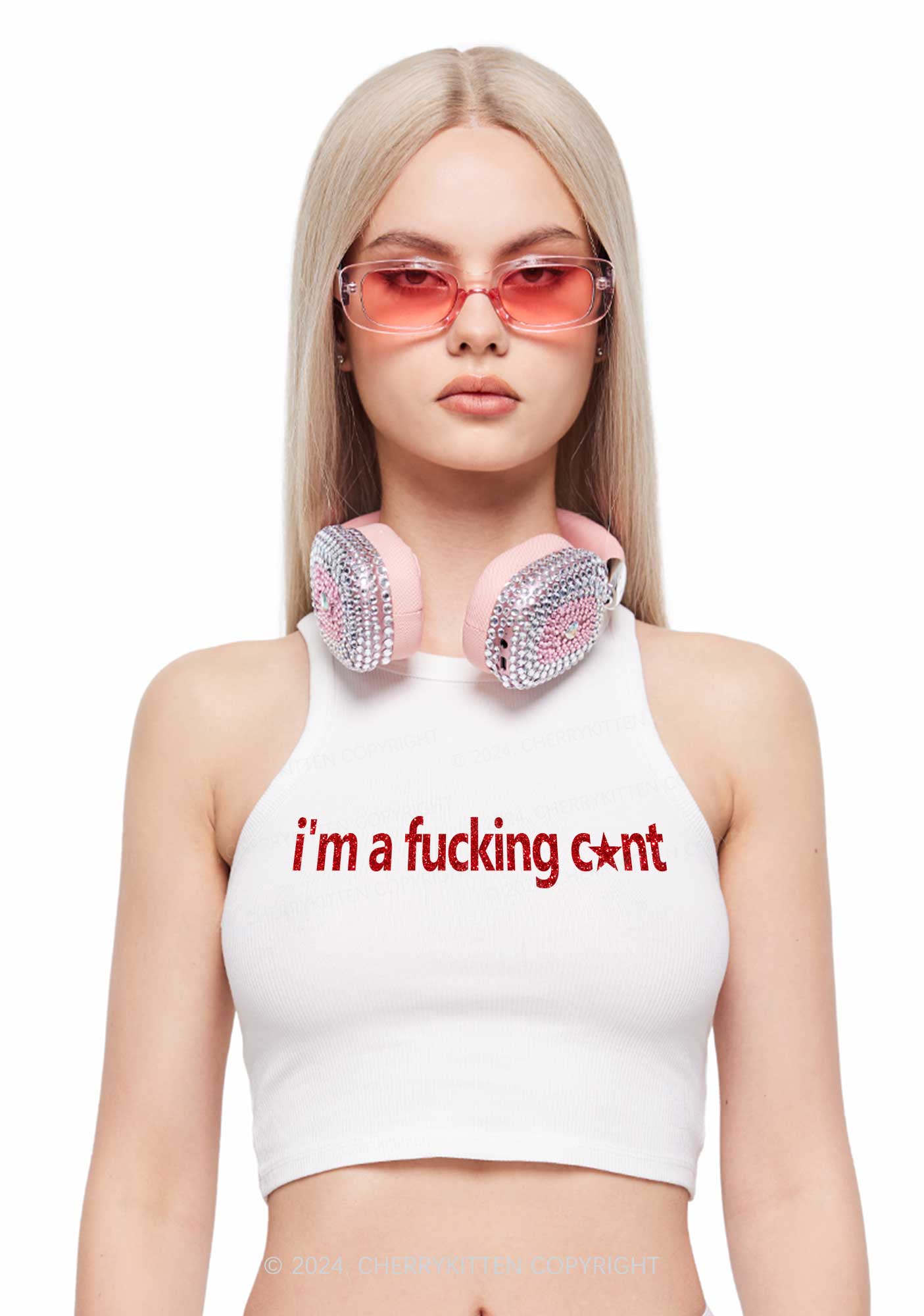I'm A Fxxking Cxxt Y2K Crop Tank Top Cherrykitten
