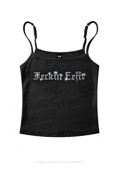 Rhinestone Feckin Eejit St Patricks Y2K Spaghetti Strap Cami Cherrykitten
