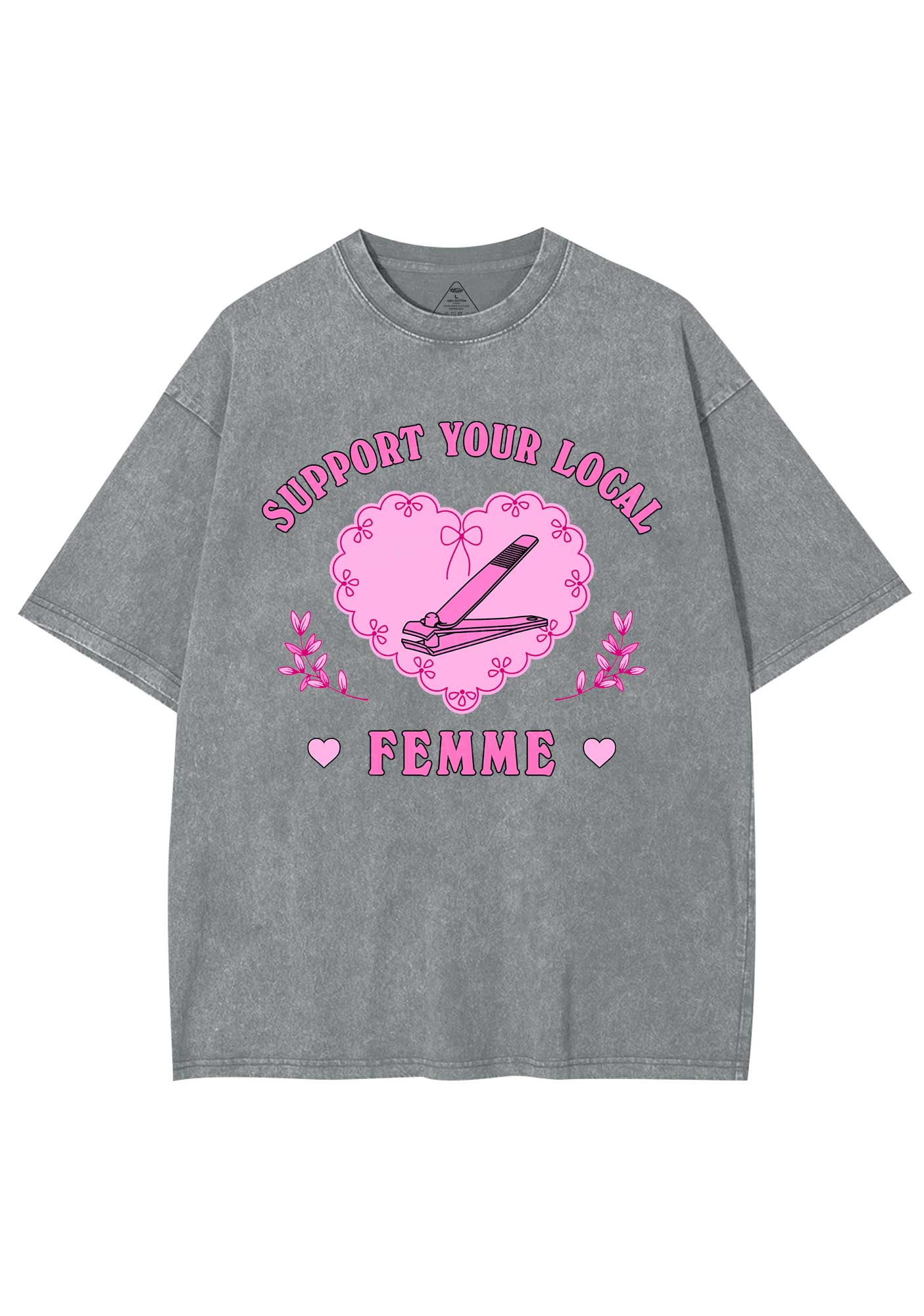Support Your Local Femme Y2K Shirts Washed Tee Cherrykitten