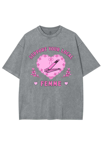 Support Your Local Femme Y2K Shirts Washed Tee Cherrykitten