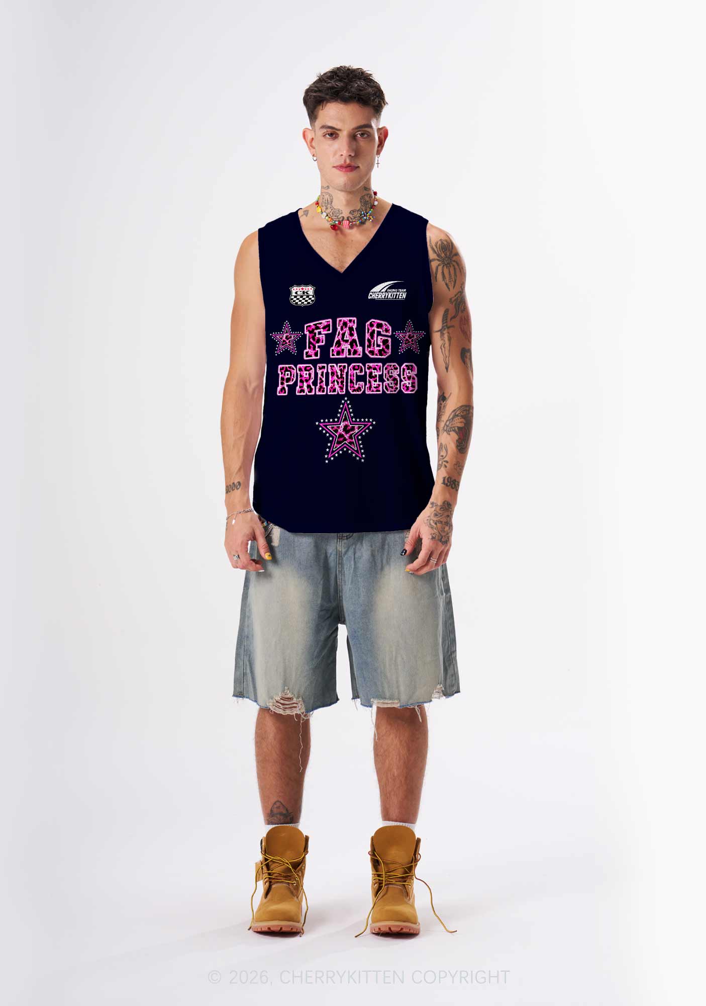 Pink Leopard Fag Princess Pride Y2K Sport Jersey Tank Cherrykitten