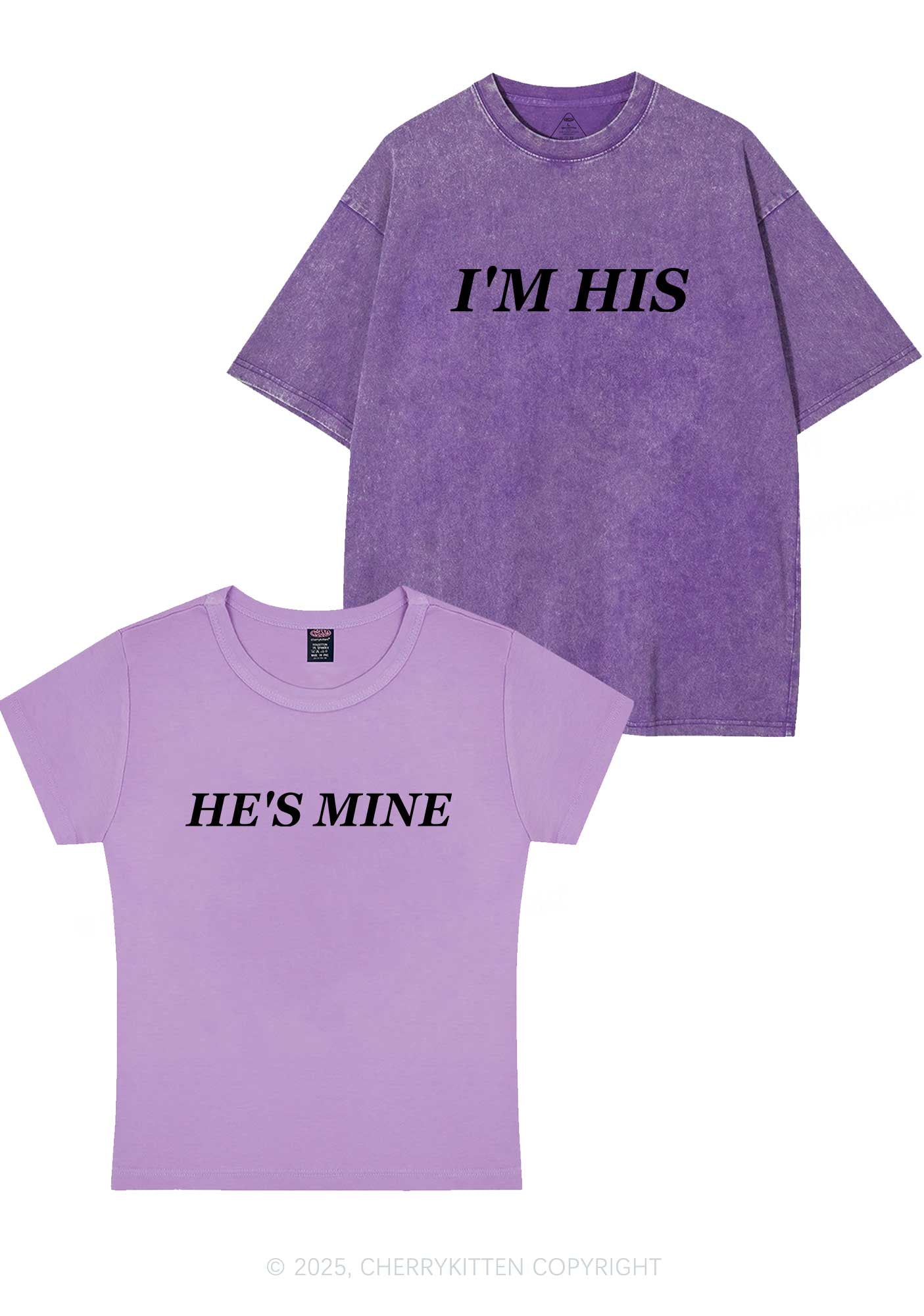 Hes Mine Im His Y2K Valentine's Day Couple Shirt Cherrykitten