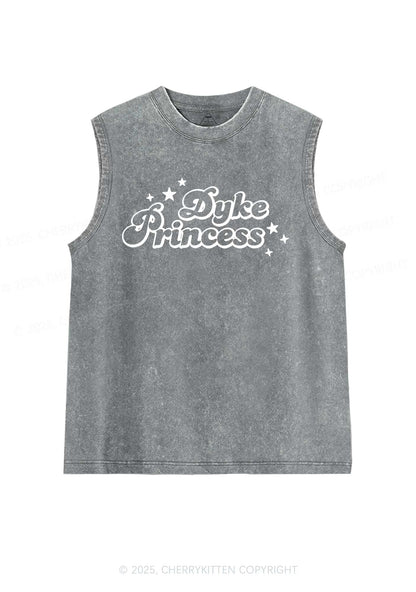 Dyke Princess Pride Y2K Washed Muscle Tank Cherrykitten
