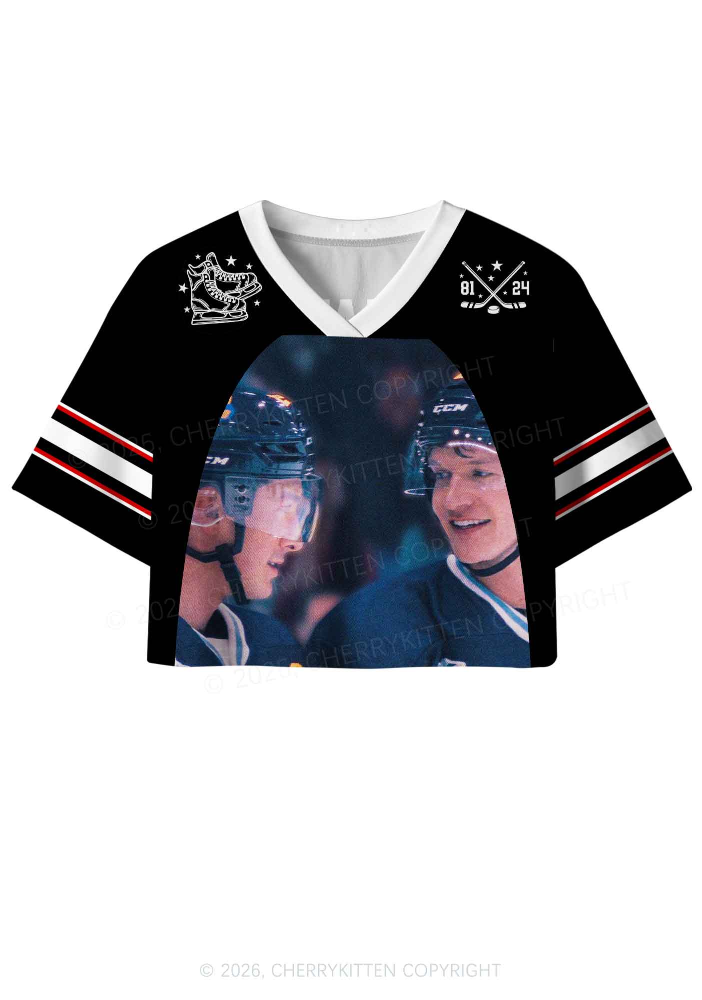 Blue Gaze HR Y2K Crop Sport Jersey Shirts Cherrykitten