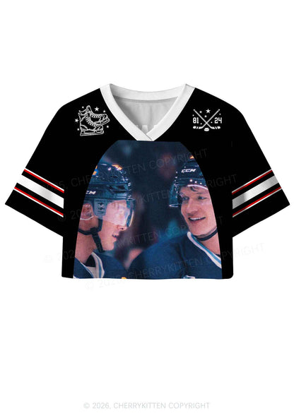 Blue Gaze HR Y2K Crop Sport Jersey Shirts Cherrykitten