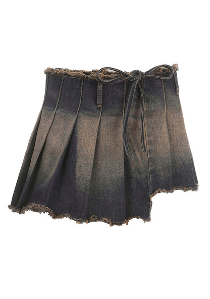 American Street Style Retro Irregular Pleated Skirt