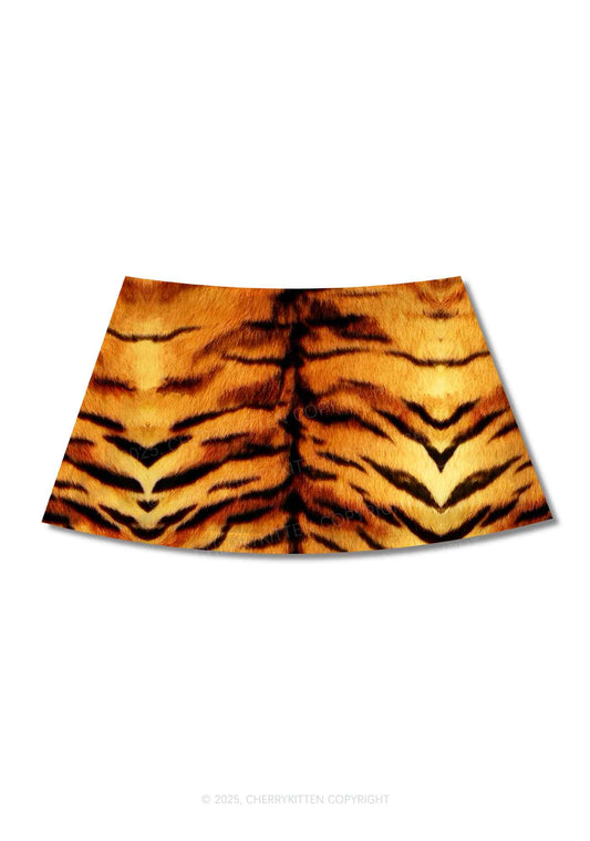 Wild Tiger Texture Y2K Print Mini Skirt Cherrykitten